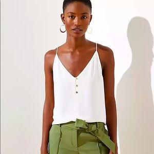 Loft Flowy White Strappy Button Cami